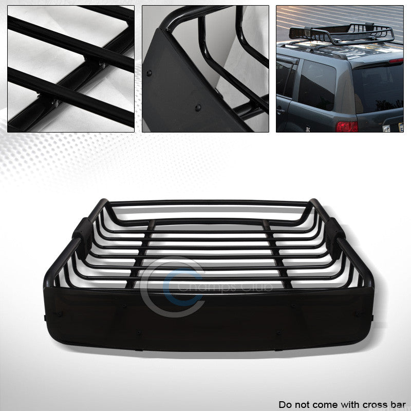 BLACK ROOF RACK BASKET CAR TOP CARGO BAGGAGE CARRIER STORAGE w/WIND FAIRING C01