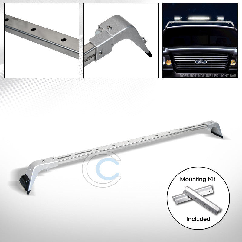 CHROME SILVER DELUXE ROTA LIGHT LAMP BAR MOUNT+ROOF GUTTER RACK BRACKETS 220041
