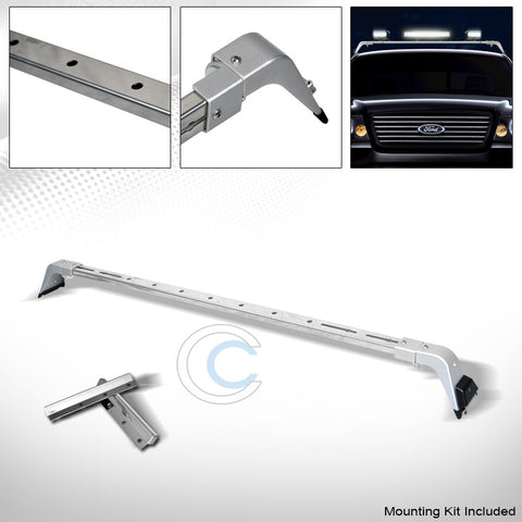 CHROME SILVER DELUXE ROTA LIGHT LAMP BAR MOUNT+ROOF GUTTER RACK BRACKETS 220061