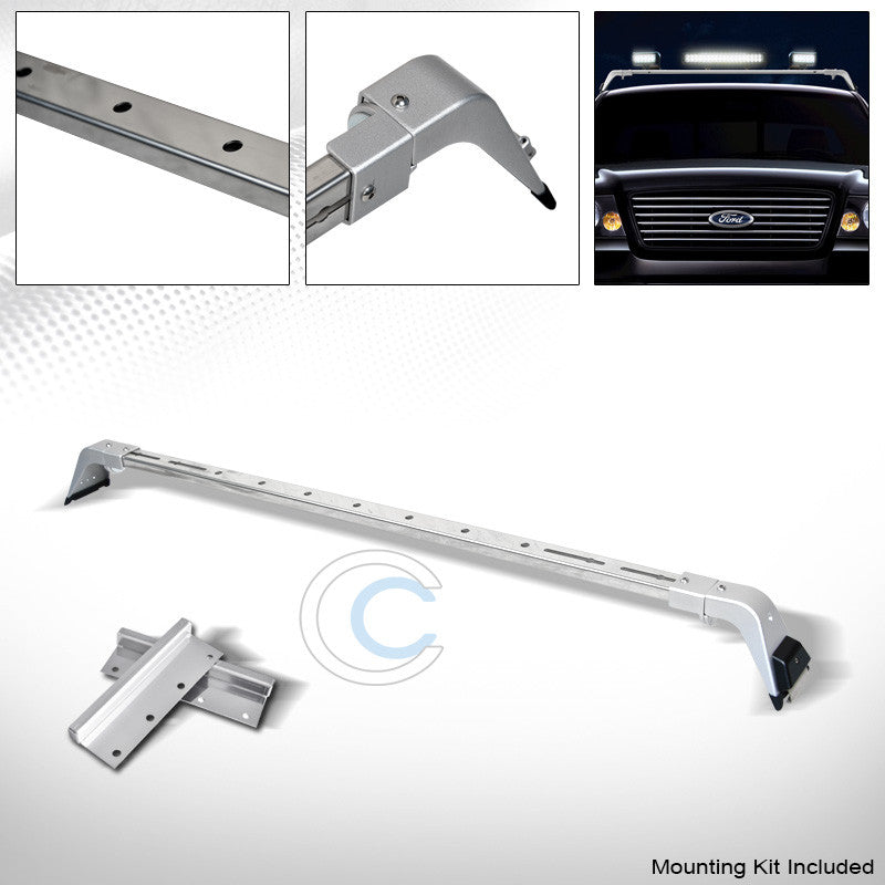 CHROME SILVER DELUXE ROTA LIGHT MOUNT+ROOF GUTTER RACK BRACKETS 94-02 DODGE RAM