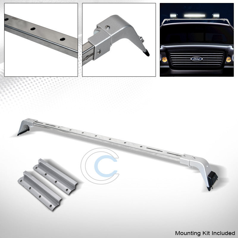CHROME SILVER DELUXE ROTA LIGHT LAMP BAR MOUNT+ROOF GUTTER RACK BRACKETS 222741