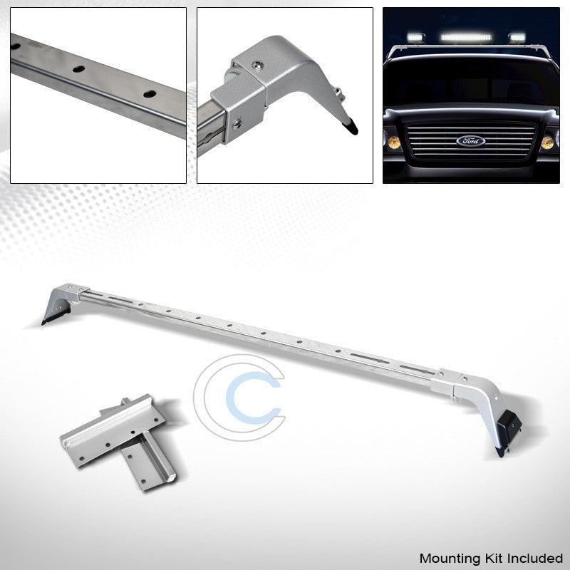CHROME SILVER DELUXE ROTA LIGHT LAMP BAR MOUNT+ROOF GUTTER RACK BRACKETS 223411