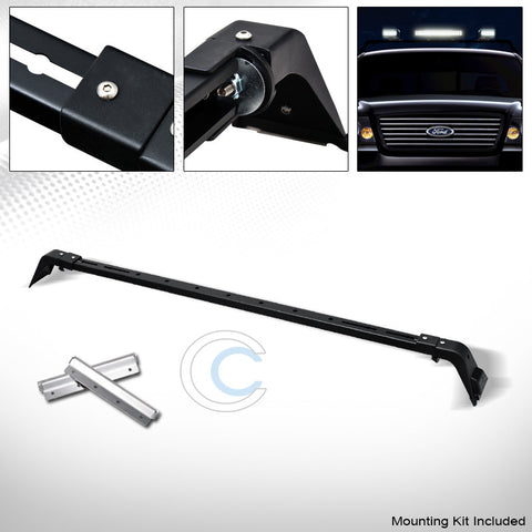 MATTE BLK DELUXE ROTA STYLE LIGHT BAR MOUNT+ROOF GUTTER RACK BRACKETS KIT 220041