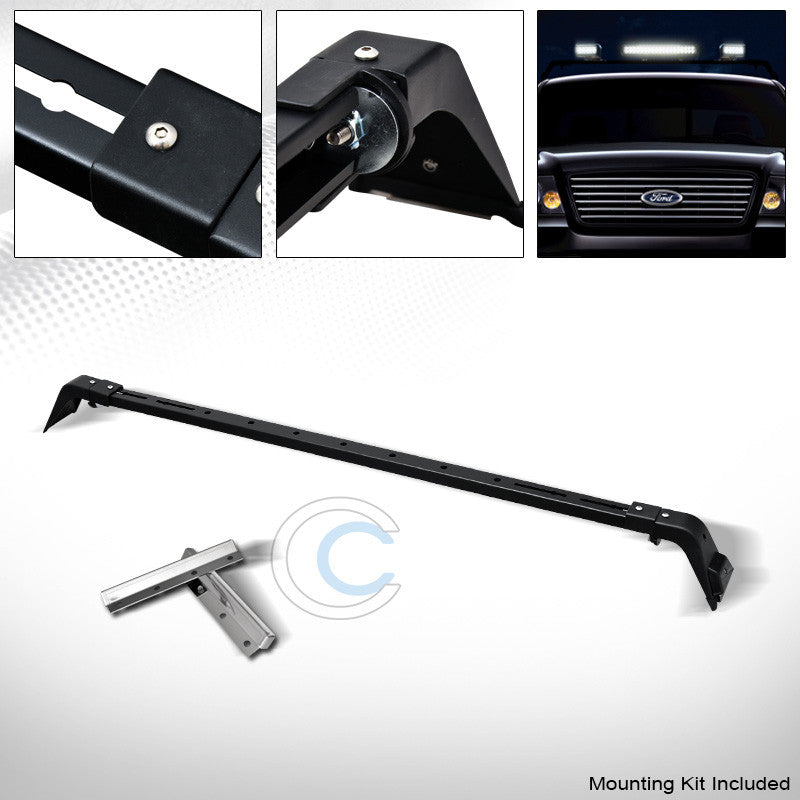 MATTE BLK DELUXE ROTA STYLE LIGHT BAR MOUNT+ROOF GUTTER RACK BRACKETS KIT 220061