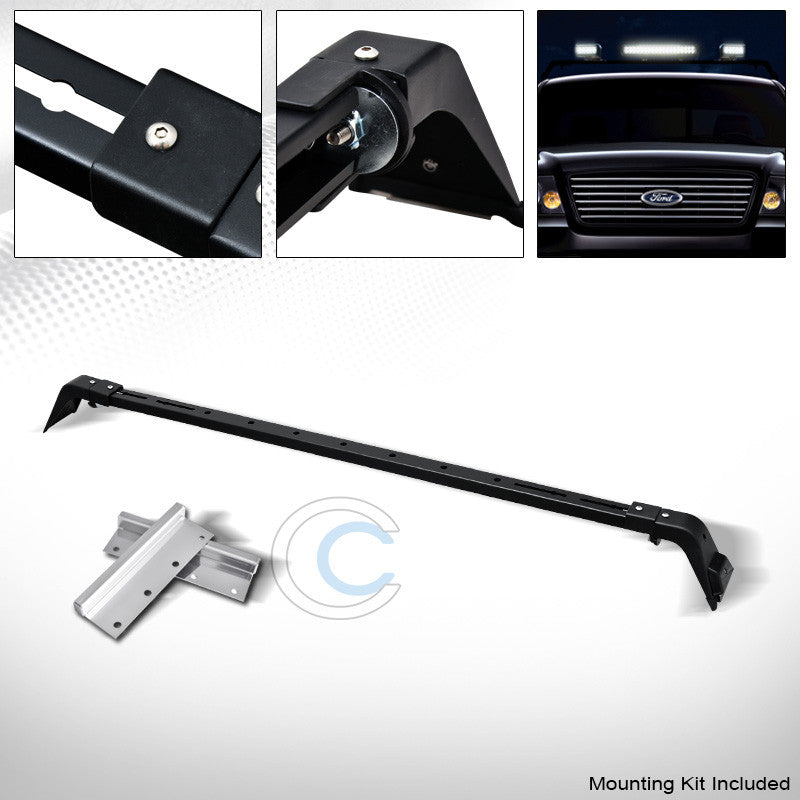 MATTE BLK DELUXE ROTA LIGHT BAR MOUNT+ROOF GUTTER RACK BRACKETS 94-02 DODGE RAM