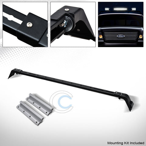 MATTE BLK DELUXE ROTA STYLE LIGHT BAR MOUNT+ROOF GUTTER RACK BRACKETS KIT 222741