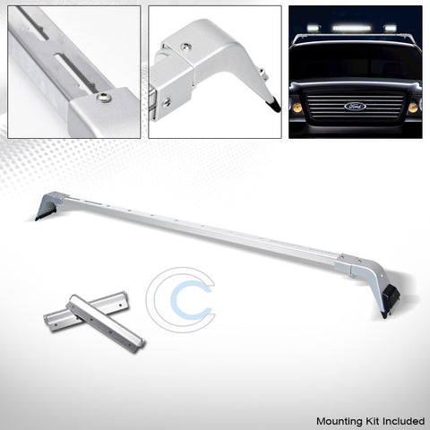 SILVER DELUXE ROTA STYLE LIGHT BAR MOUNT+STEEL ROOF GUTTER RACK BRACKETS 220041