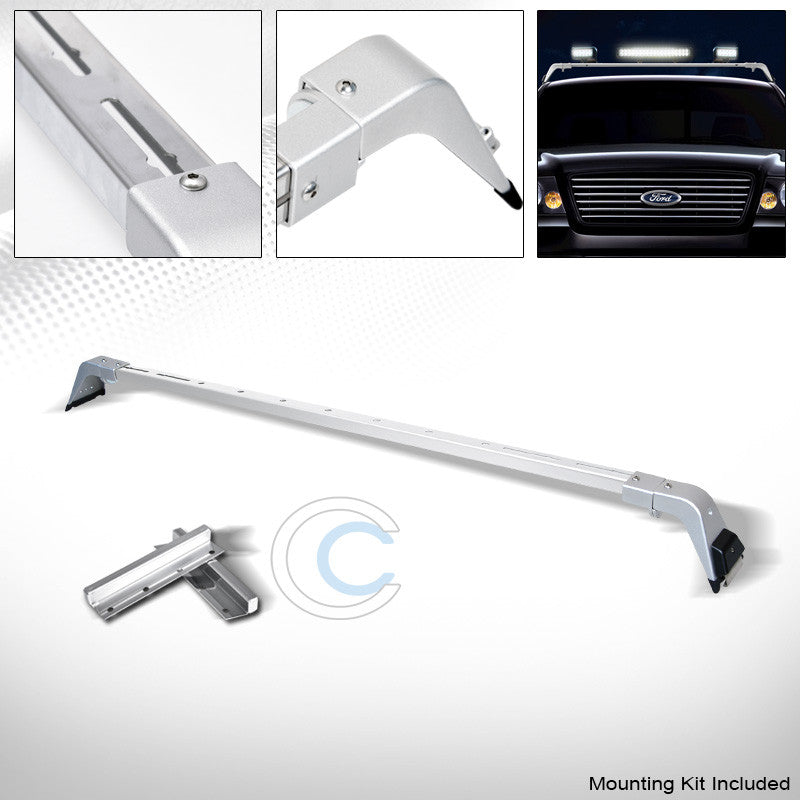 SILVER DELUXE ROTA STYLE LIGHT BAR MOUNT+STEEL ROOF GUTTER RACK BRACKETS 220051