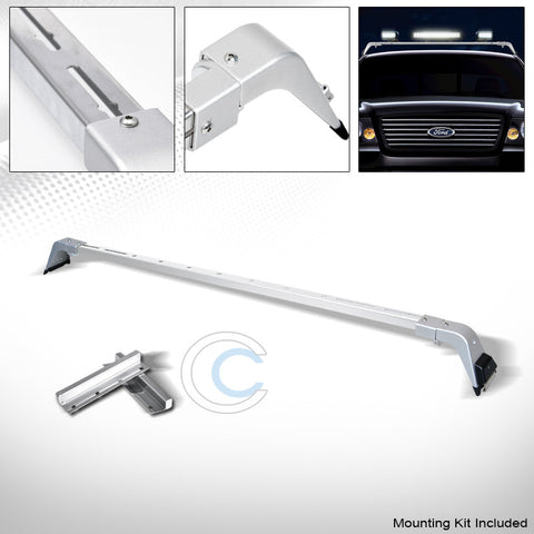 SILVER DELUXE ROTA STYLE LIGHT BAR MOUNT+STEEL ROOF GUTTER RACK BRACKETS 220051