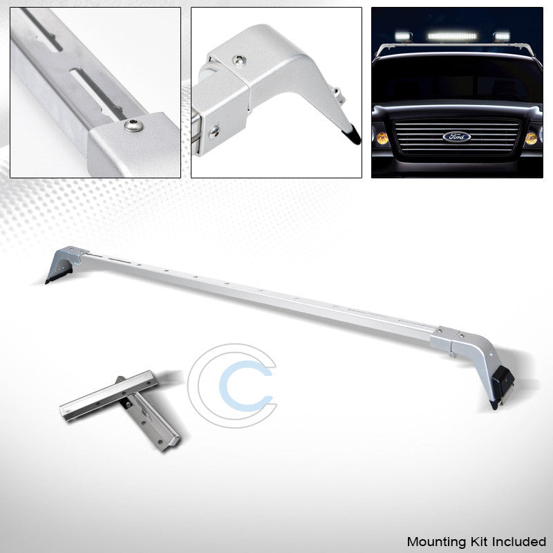 SILVER DELUXE ROTA STYLE LIGHT BAR MOUNT+STEEL ROOF GUTTER RACK BRACKETS 220061