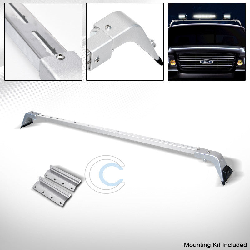 SILVER DELUXE ROTA LIGHT BAR MOUNT+STEEL ROOF GUTTER BRACKETS 220541 FOR CHEVY