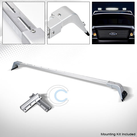 SILVER DELUXE ROTA STYLE LIGHT BAR MOUNT+STEEL ROOF GUTTER RACK BRACKETS 222741