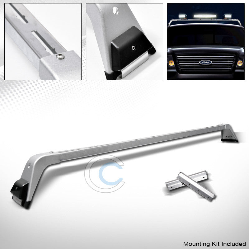 CHROME SILVER DELUXE STYLE LIGHT LAMP BAR MOUNT+ROOF GUTTER RACK BRACKETS 220041