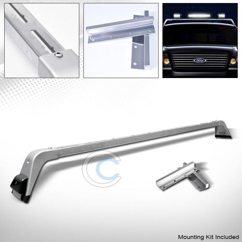 CHROME SILVER DELUXE STYLE LIGHT LAMP BAR MOUNT+ROOF GUTTER RACK BRACKETS 220051