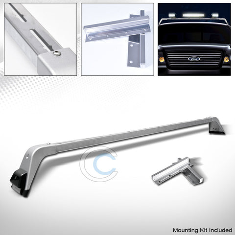 CHROME SILVER DELUXE STYLE LIGHT LAMP BAR MOUNT+ROOF GUTTER RACK BRACKETS 220051