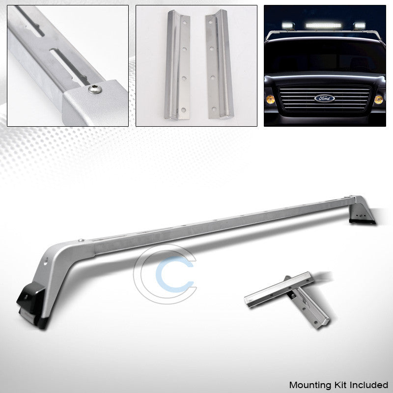 CHROME SILVER DELUXE STYLE LIGHT LAMP BAR MOUNT+ROOF GUTTER RACK BRACKETS 220061
