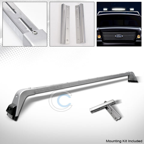 CHROME SILVER DELUXE STYLE LIGHT LAMP BAR MOUNT+ROOF GUTTER RACK BRACKETS 220061