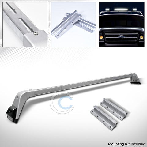 CHROME SILVER DELUXE STYLE LIGHT LAMP BAR MOUNT+ROOF GUTTER RACK BRACKETS 222741