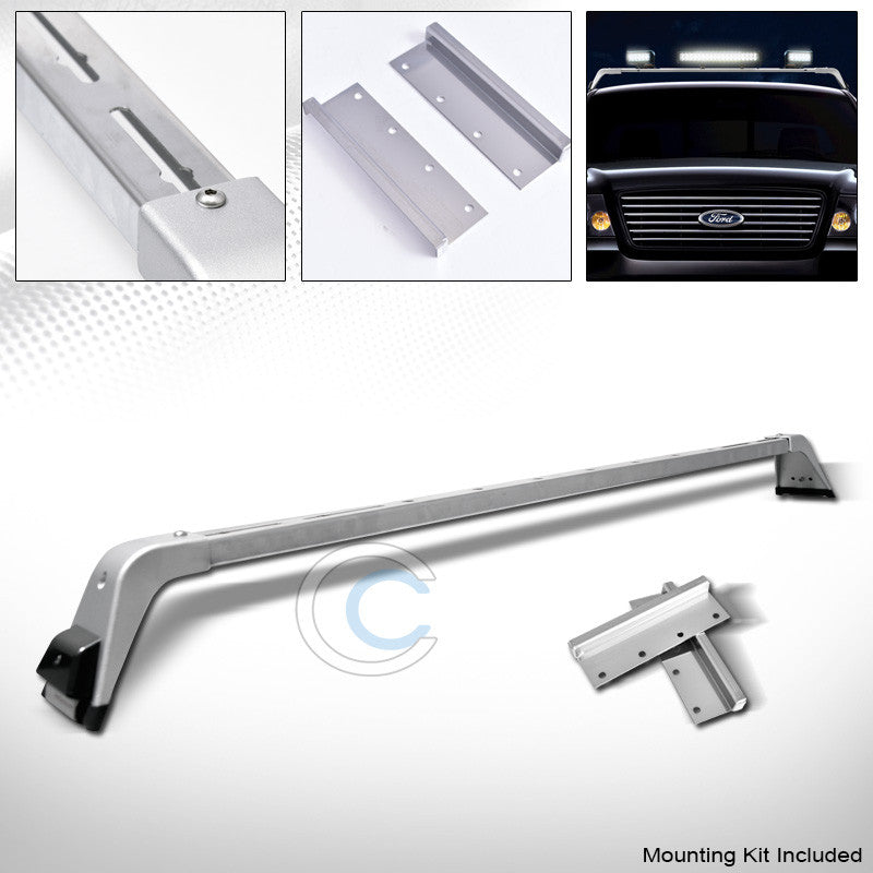 CHROME SILVER DELUXE STYLE LIGHT LAMP BAR MOUNT+ROOF GUTTER RACK BRACKETS 223411