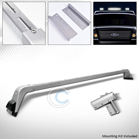 CHROME SILVER DELUXE STYLE LIGHT LAMP BAR MOUNT+ROOF GUTTER RACK BRACKETS 223411