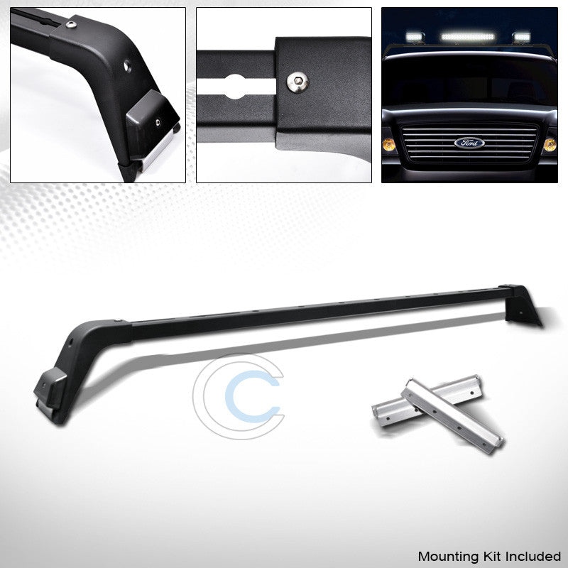 MATTE BLK DELUXE STYLE LIGHT LAMP BAR MOUNT+ROOF GUTTER RACK BRACKETS KIT 220041
