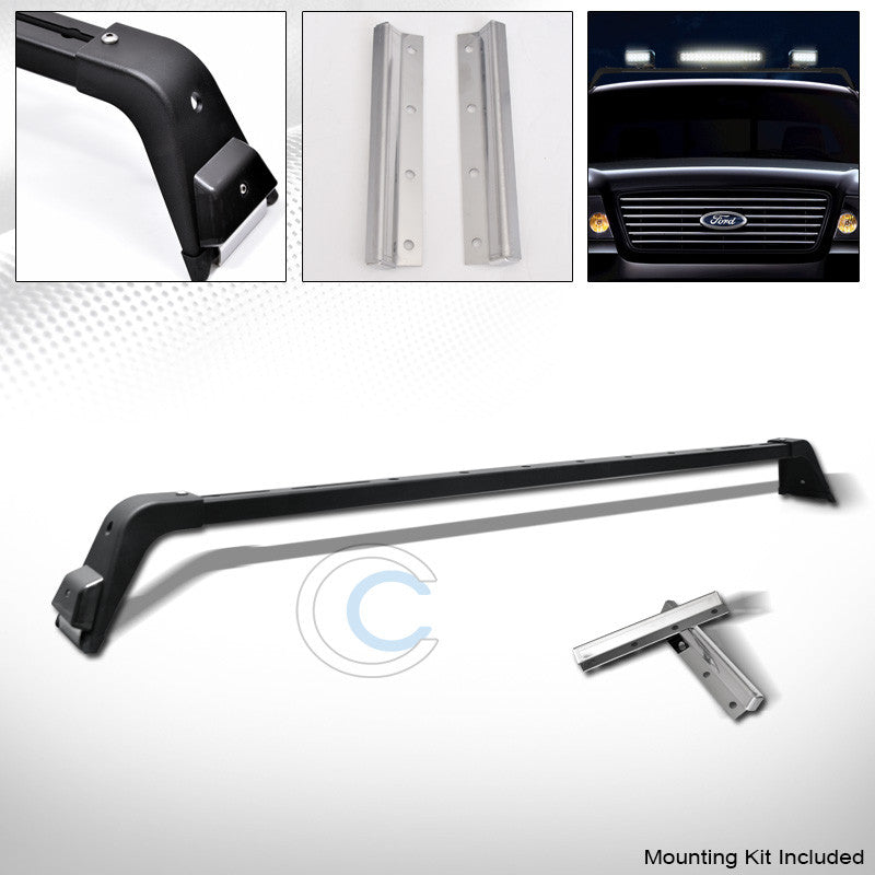 MATTE BLK DELUXE STYLE LIGHT LAMP BAR MOUNT+ROOF GUTTER RACK BRACKETS KIT 220061