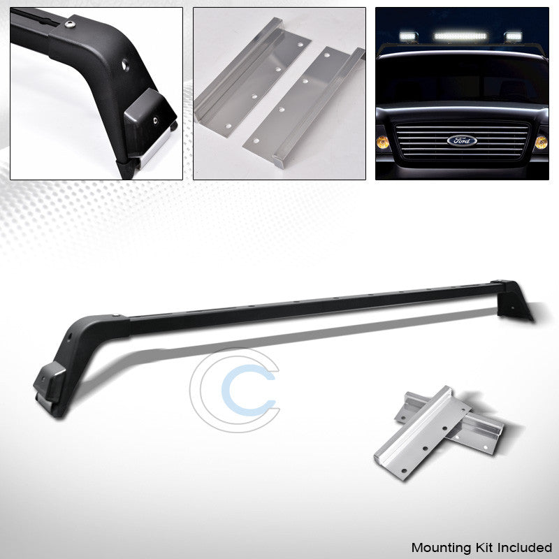 MATTE BLK DELUXE STYLE LIGHT BAR MOUNT+ROOF GUTTER RACK BRACKETS 94-02 DODGE RAM