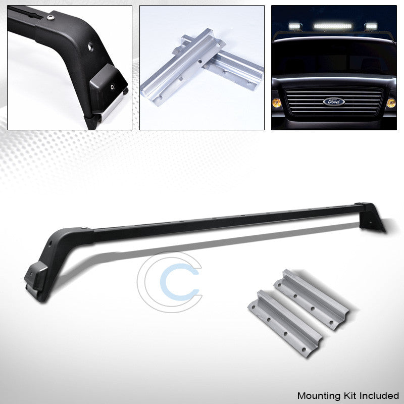 MATTE BLK DELUXE STYLE LIGHT LAMP BAR MOUNT+ROOF GUTTER RACK BRACKETS KIT 222741