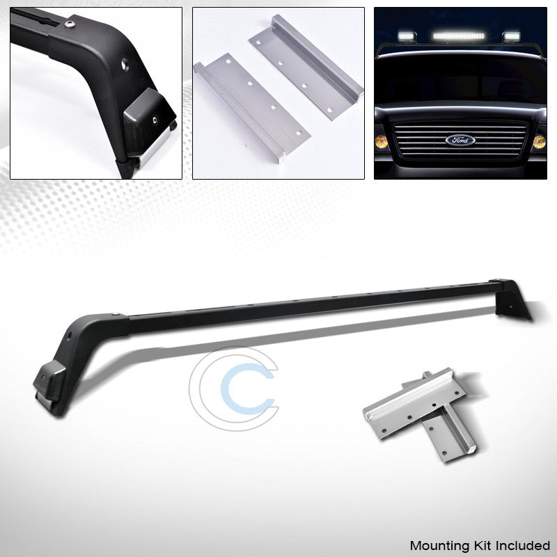 MATTE BLK DELUXE STYLE LIGHT LAMP BAR MOUNT+ROOF GUTTER RACK BRACKETS KIT 223411