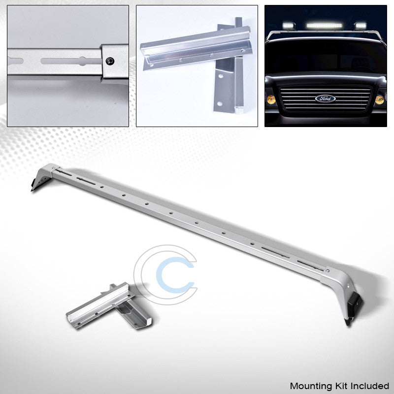 SILVER DELUXE STYLE LIGHT LAMP BAR MOUNT+STEEL ROOF GUTTER RACK BRACKETS 220051