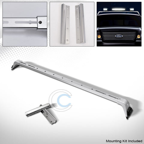 SILVER DELUXE STYLE LIGHT LAMP BAR MOUNT+STEEL ROOF GUTTER RACK BRACKETS 220061