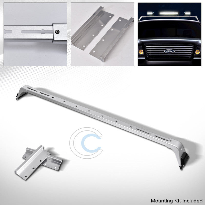 SILVER DELUXE STYLE LIGHT BAR MOUNT+ROOF GUTTER RACK BRACKET KIT 94-02 DODGE RAM