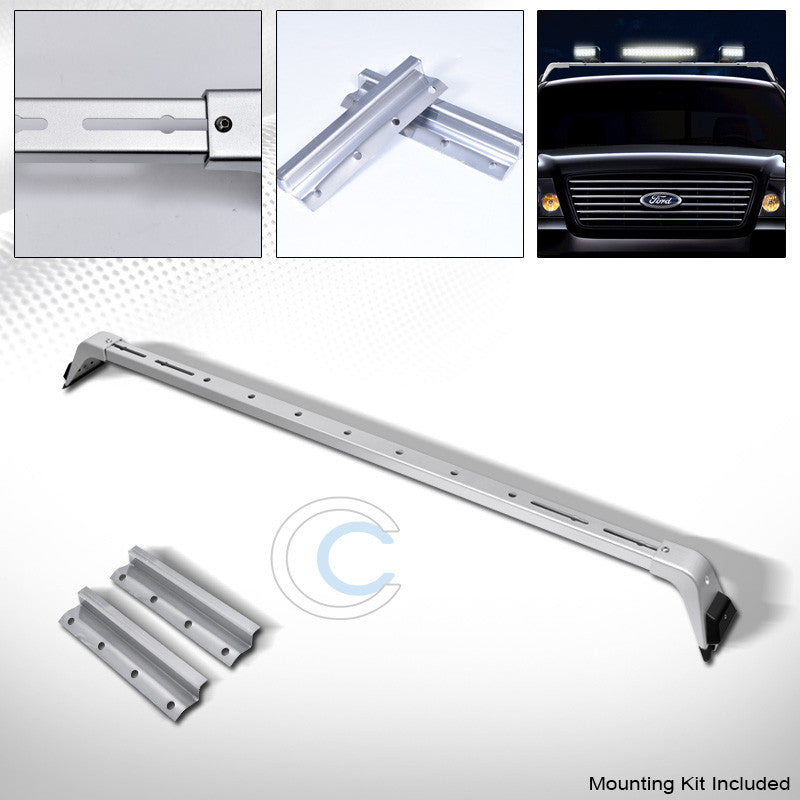 SILVER DELUXE STYLE LIGHT LAMP BAR MOUNT+STEEL ROOF GUTTER RACK BRACKETS 222741