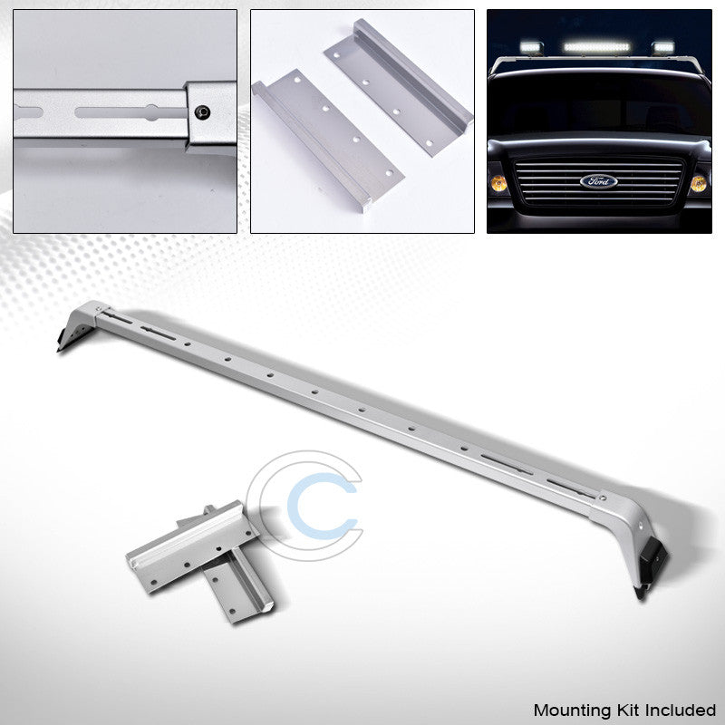 SILVER DELUXE STYLE LIGHT LAMP BAR MOUNT+STEEL ROOF GUTTER RACK BRACKETS 223411