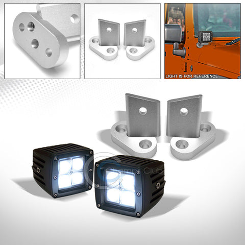 SILVER A-PILLAR MOUNT BRACKET+2x 12W CREE 3.25