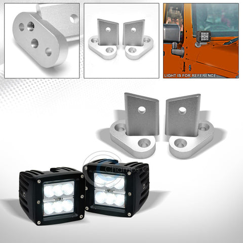 SILVER A-PILLAR MOUNT BRACKET+2x 18W CREE 3.25