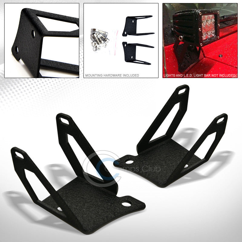 TEXTURED BLK A-PILLAR MOUNT BRACKET KIT FOR LED LIGHT BAR 07-16 JEEP WRANGLER JK