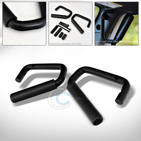 BLK SOLID STEEL FRONT MOUNT HAND GRAB HANDLE HOOK BAR FRC 07-16 JEEP WRANGLER JK