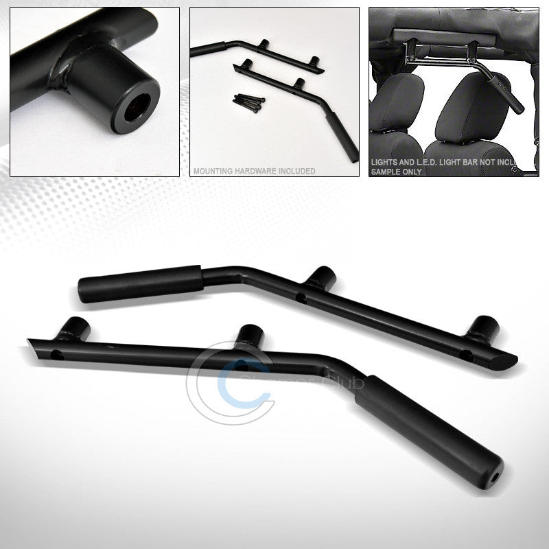 BLK SOLID STEEL REAR MOUNT HAND GRAB HANDLE HOOK BARS FRC 07-16 JEEP WRANGLER JK