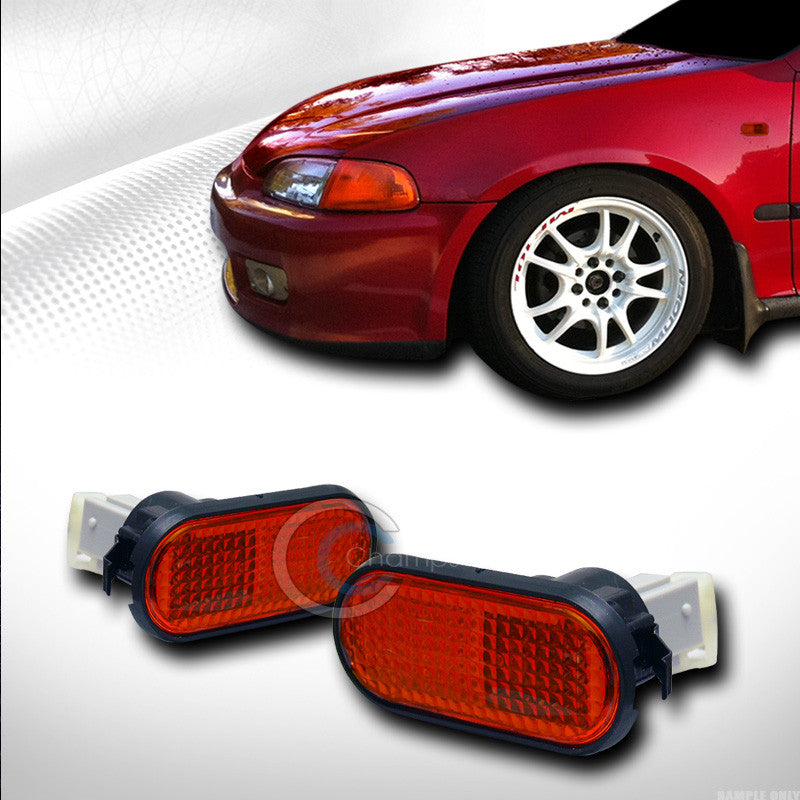 JDM AMBER LENS FLAT SIDE MARKER FENDER LIGHTS LAMPS K2 92-95 HONDA CIVIC EG EG6