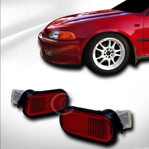 JDM SMOKE AMBER FLAT SIDE MARKER FENDER LIGHTS LAMP K2 92-95 HONDA CIVIC EG EG6