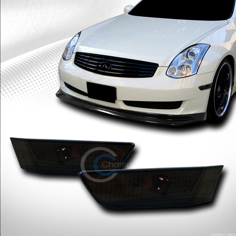 SMOKE CLEAR LENS PARKING BUMPER SIDE MARKER LIGHT LAMP FOR 03-07 INFINITI G35 2D