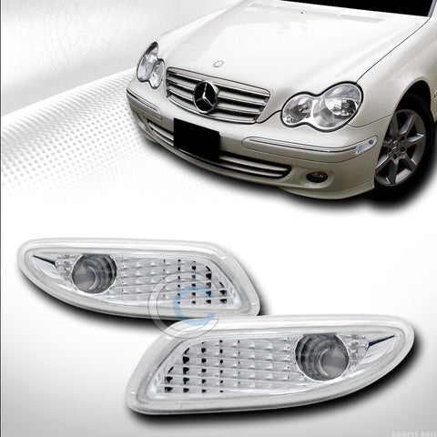 CHROME CLEAR LENS PARKING BUMPER SIDE MARKER LIGHTS 01-07 MERCEDES W203 C-CLASS