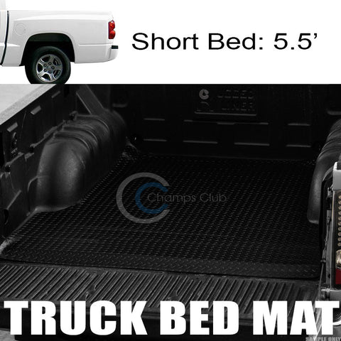 BLK RUBBER DIAMOND PLATE TRUCK BED TRUNK FLOOR MAT CARPET 00-11 DAKOTA 5.5'/66