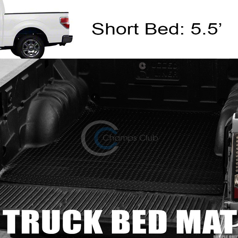BLK RUBBER DIAMOND PLATE TRUCK BED TRUNK FLOOR MAT CARPET 04-14 F150/MARK LT 5.5