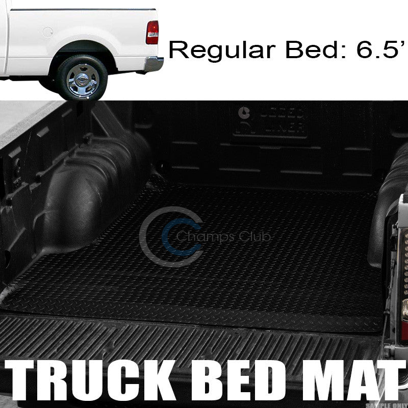 BLK RUBBER DIAMOND PLATE TRUCK BED TRUNK FLOOR MAT CARPET 04-14 F150/MARK LT 6.5