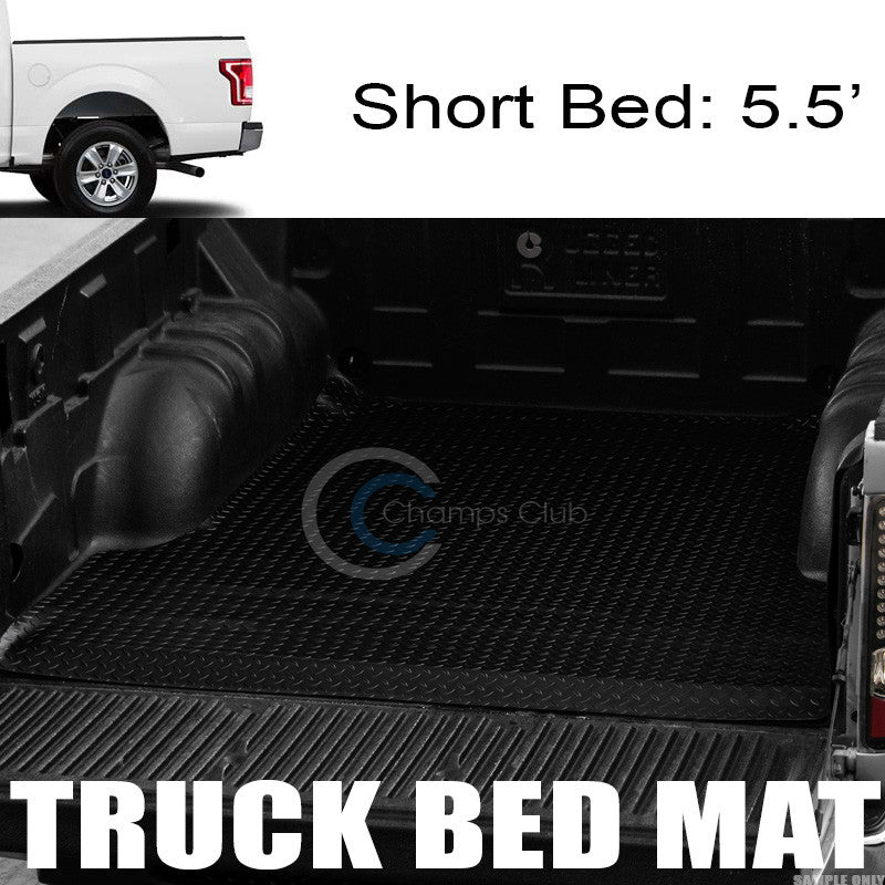 BLK RUBBER DIAMOND PLATE TRUCK BED TRUNK FLOOR MAT CARPET 15-17 F150 5.5 FT 66