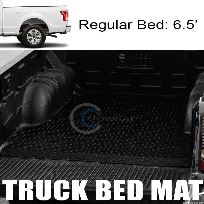 BLK RUBBER DIAMOND PLATE TRUCK BED TRUNK FLOOR MAT CARPET 15-17 F150 6.5 FT 78