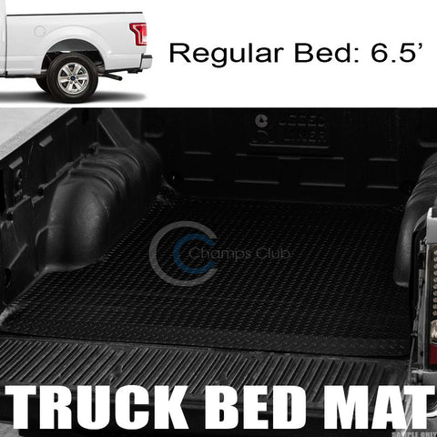 BLK RUBBER DIAMOND PLATE TRUCK BED TRUNK FLOOR MAT CARPET 15-17 F150 6.5 FT 78