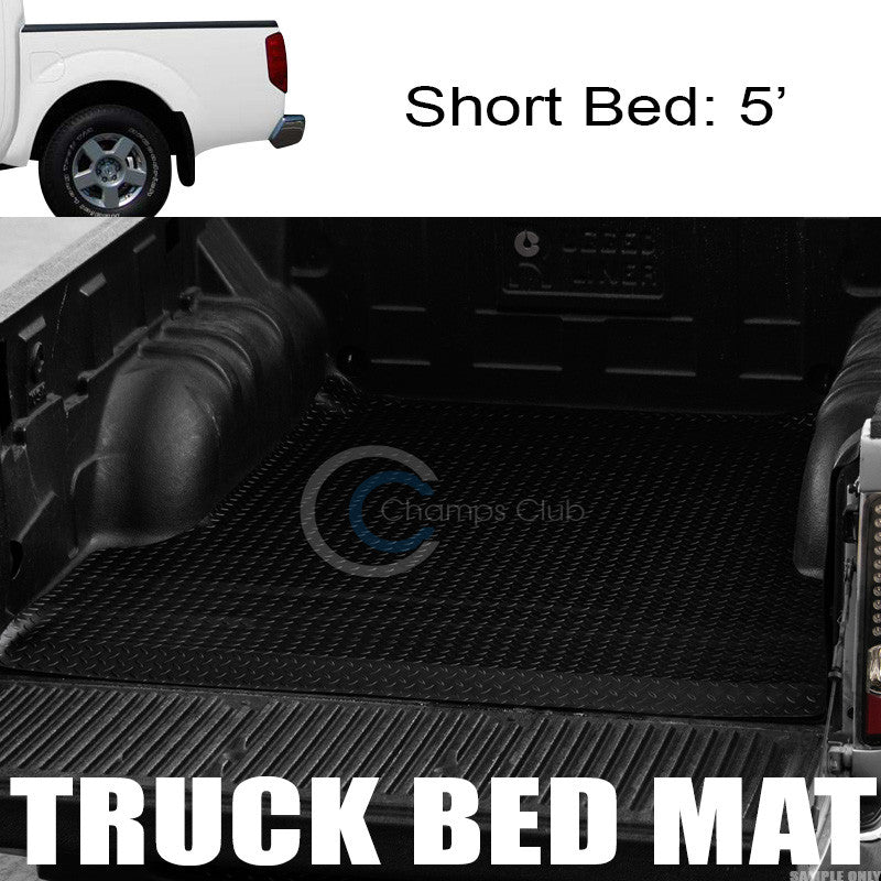 BLK RUBBER DIAMOND PLATE TRUCK BED TRUNK FLOOR MAT CARPET FOR 05-17 FRONTIER 5'